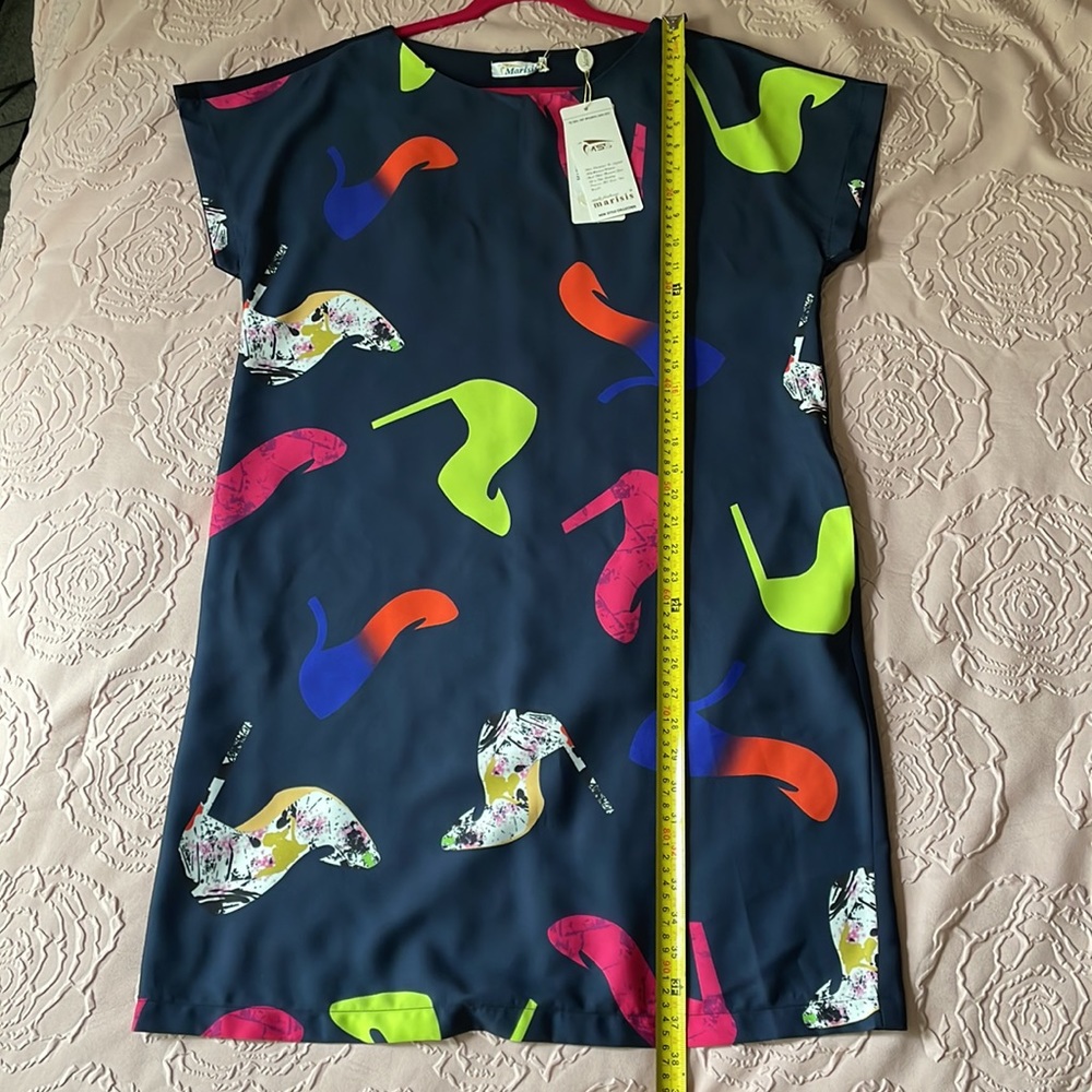 “Marisis” navy blue printed dress. Size L - Picture 6 of 8
